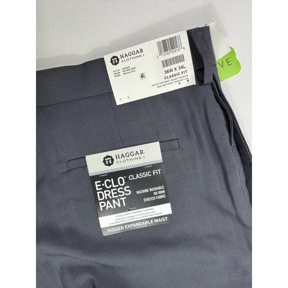 Haggar Men’s 40x32 E-Clo Dress Pant NWT Black Cuffed Classic Fit Career Casual